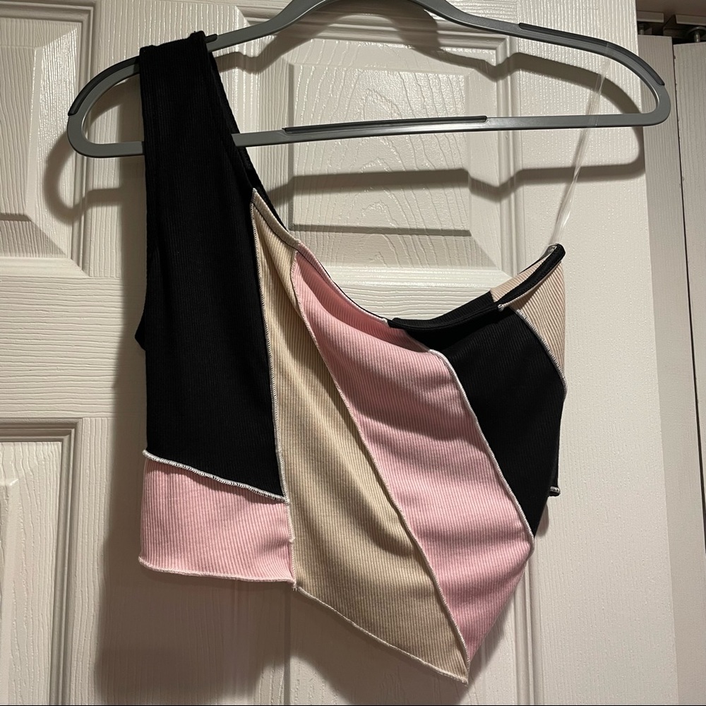 Brooklyn Karma One Shoulder Patchwork Tank